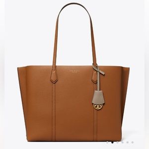 Kate Spade Perry triple compartment leather tote bag brown